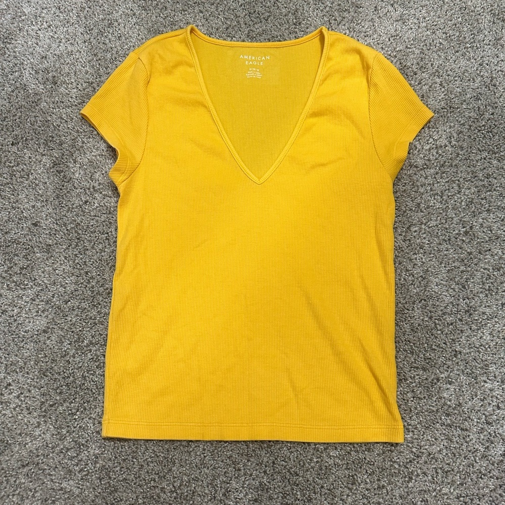 American Eagle Outfitters Yellow V-Neck Women's Top